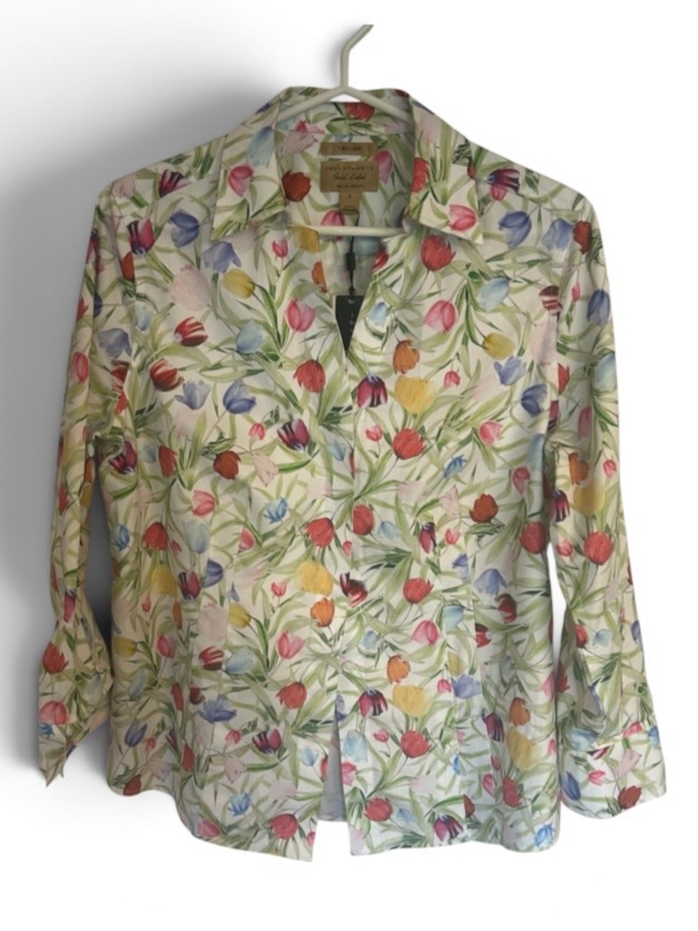 Taylor Investments Gold Label Non-Iron
Floral Tulip Button Up Shirt - Size 8